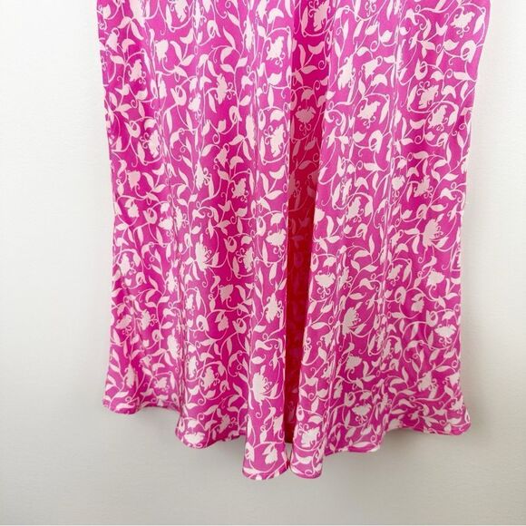 Lilita Azalea Pink Short Ruffle Sleeved Floral-Print Silk Mini Dress Sz Small - Picture 8 of 16